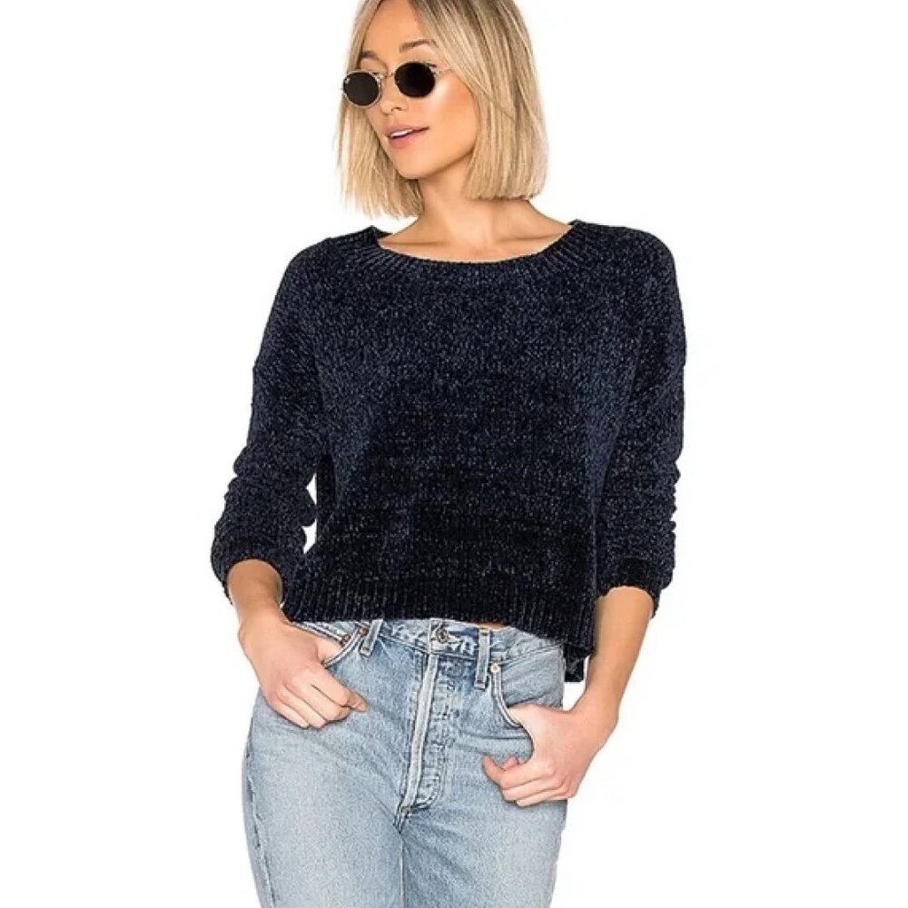 Lovers + Friends Navy Blue Chenille Sweater